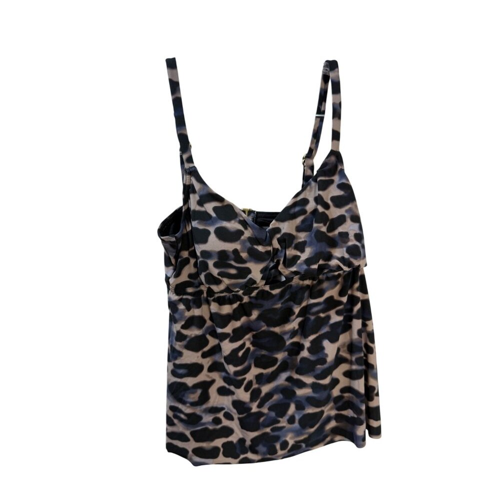 Miraclesuit DreamSuit Animal Print Swim Top Size 6 Charcoal & Black Adjustable S